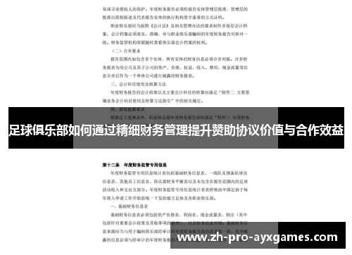 足球俱乐部如何通过精细财务管理提升赞助协议价值与合作效益